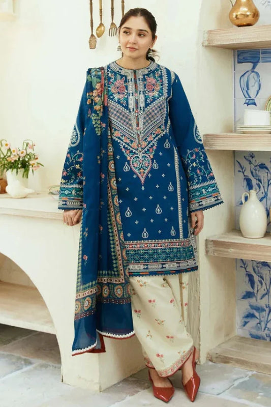 Designer Dress - 3PC Embroidered Dhanak Suit Ready to Wear With Machine Embroidery
