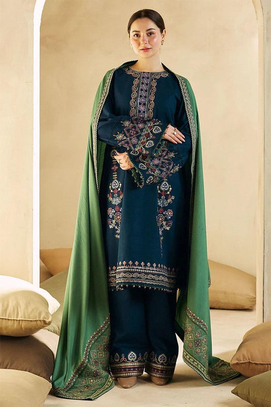 Designer Dress - 3 PC Lawn Suit Set Ready to Wear With Machine Embroidery (BLUE)