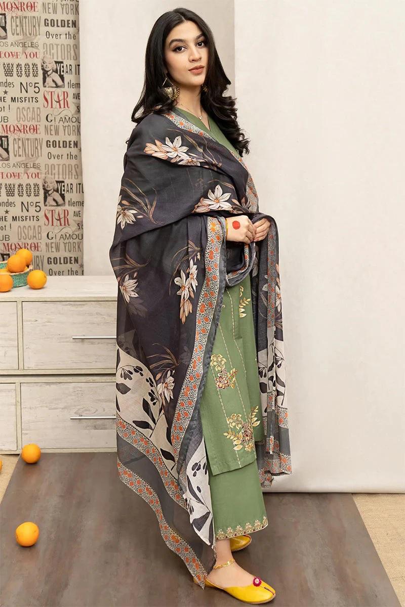 Designer Dress - 3 PC Ready to Wear Lawn Suit Set With Machine Embroidery