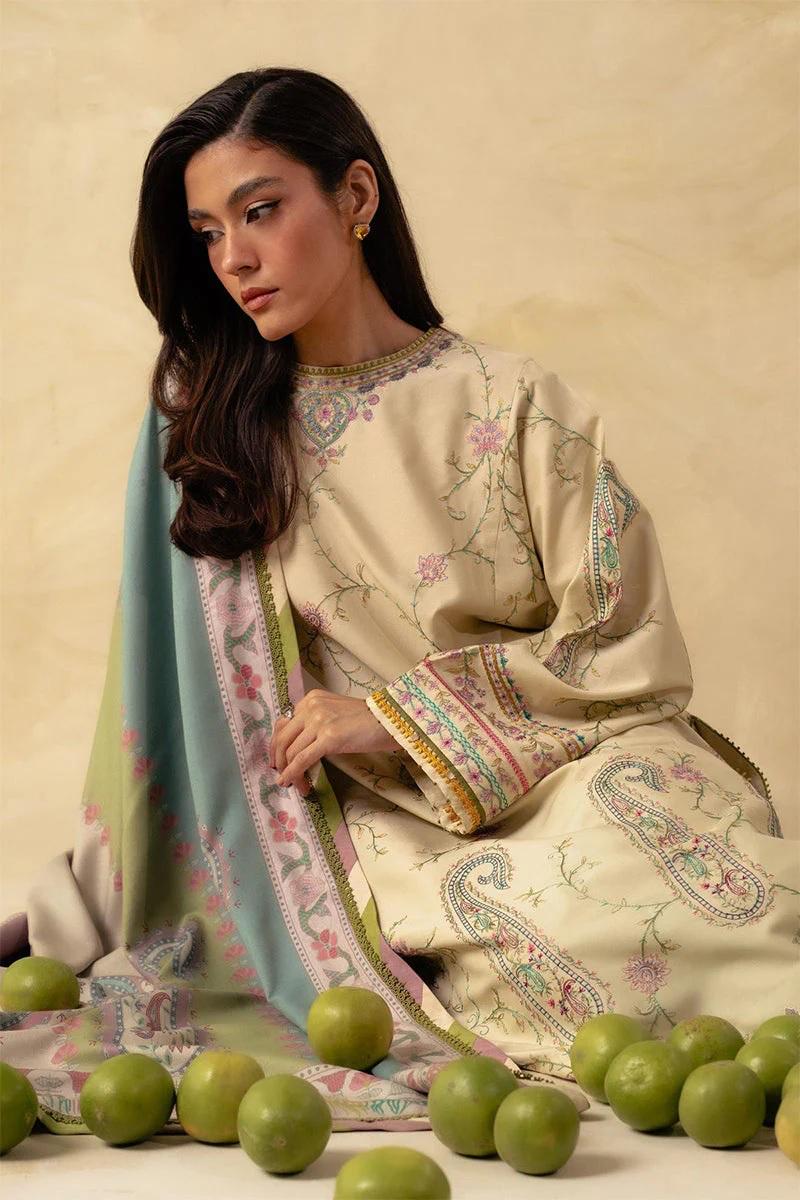 Designer Dress - 3 PC Embroidered Lawn Suit Ready to Wear With Machine Embroidery