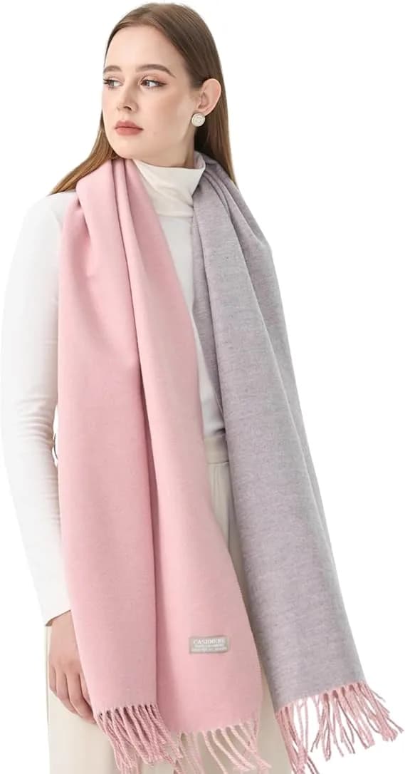 Oversized Two-Tone Pashmina Shawl – Black Grey – cashmere