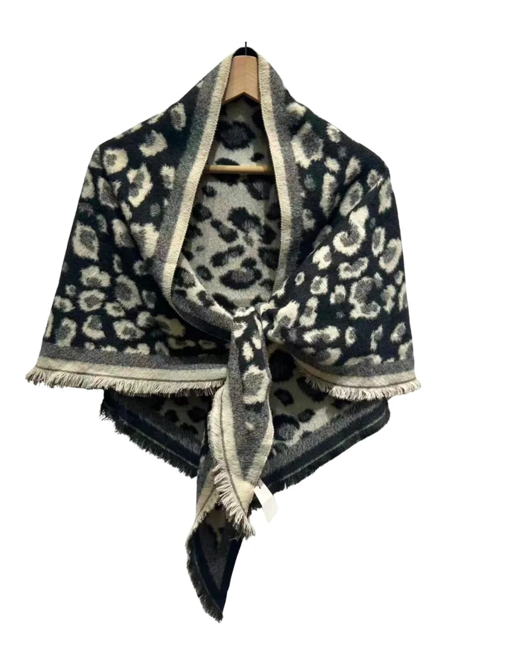Cashmere Triangle Shawl for Women – Black Gray