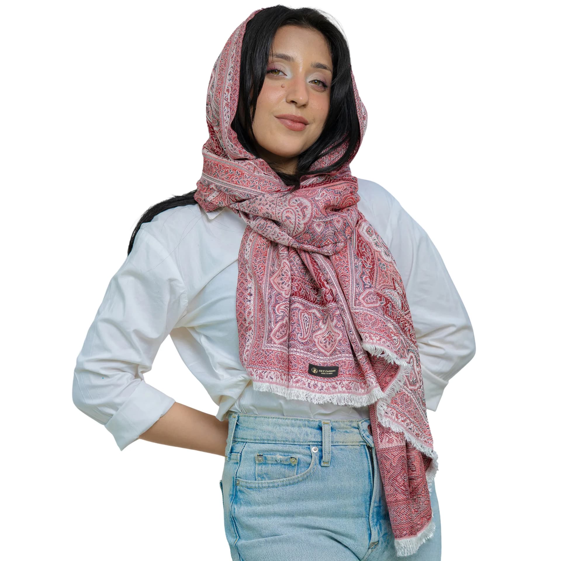 Imperial Paisley Cashmere Shawl – Blush Pink
