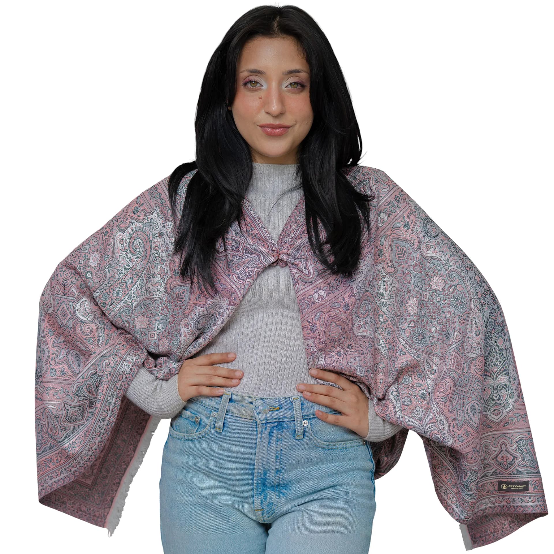 Imperial Paisley Cashmere Shawl – Dusty Pink