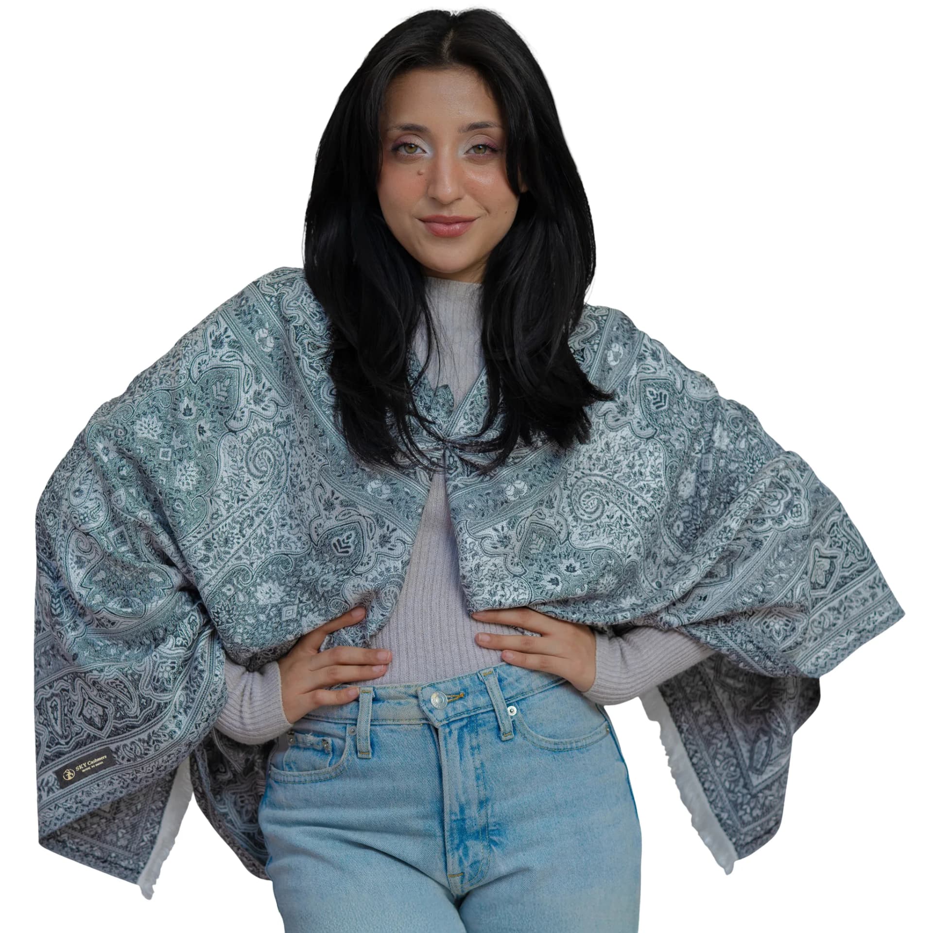 Imperial Paisley Cashmere Shawl – Sage Green