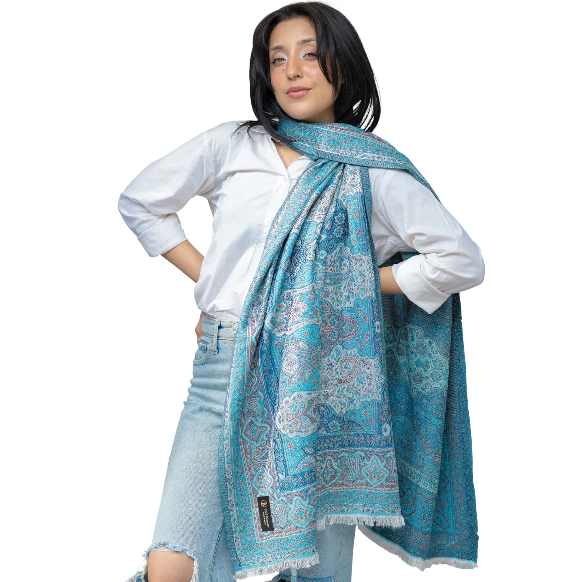 Imperial Paisley Cashmere Shawl – Ocean Blue