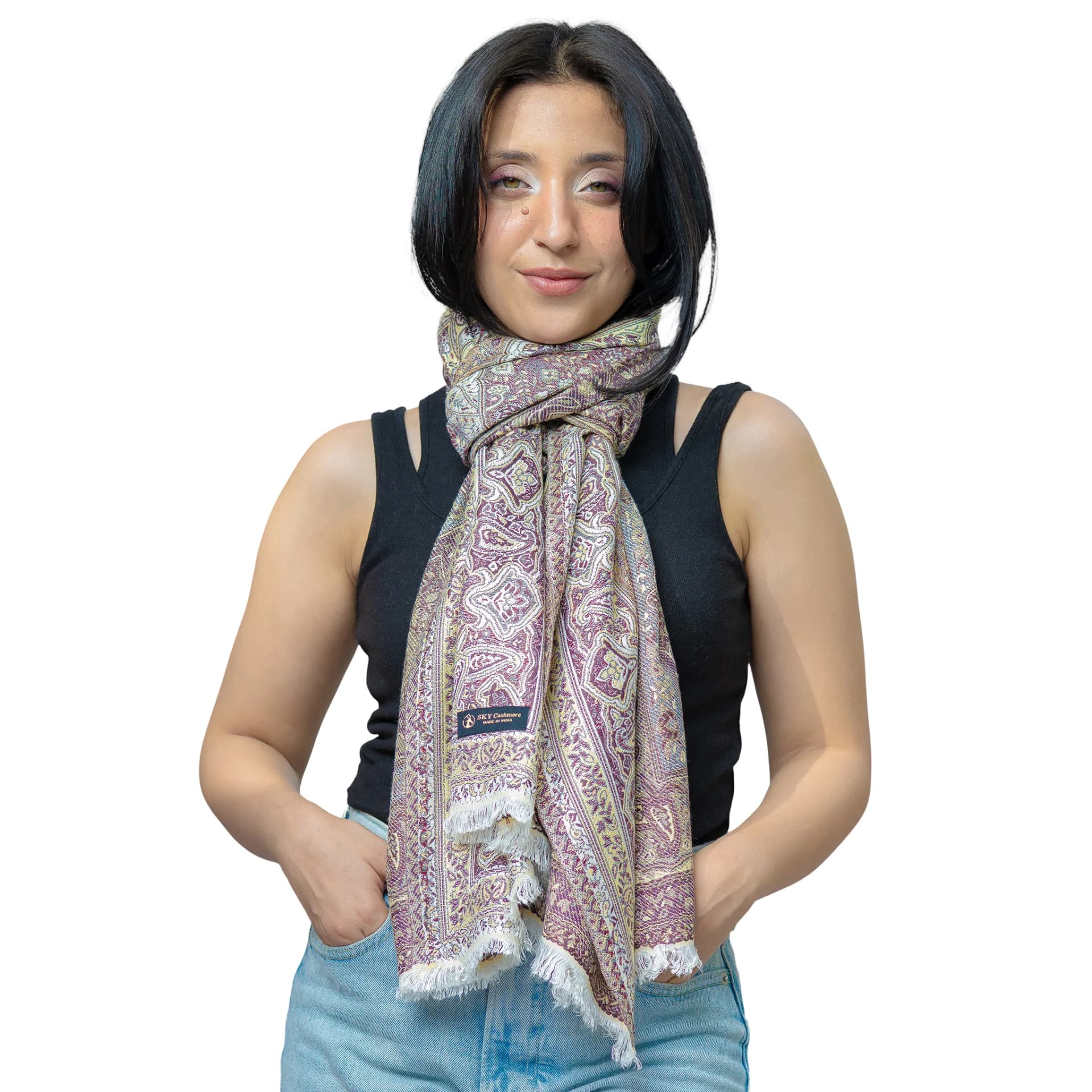 Imperial Paisley Cashmere Shawl – Dusty Mauve Gray