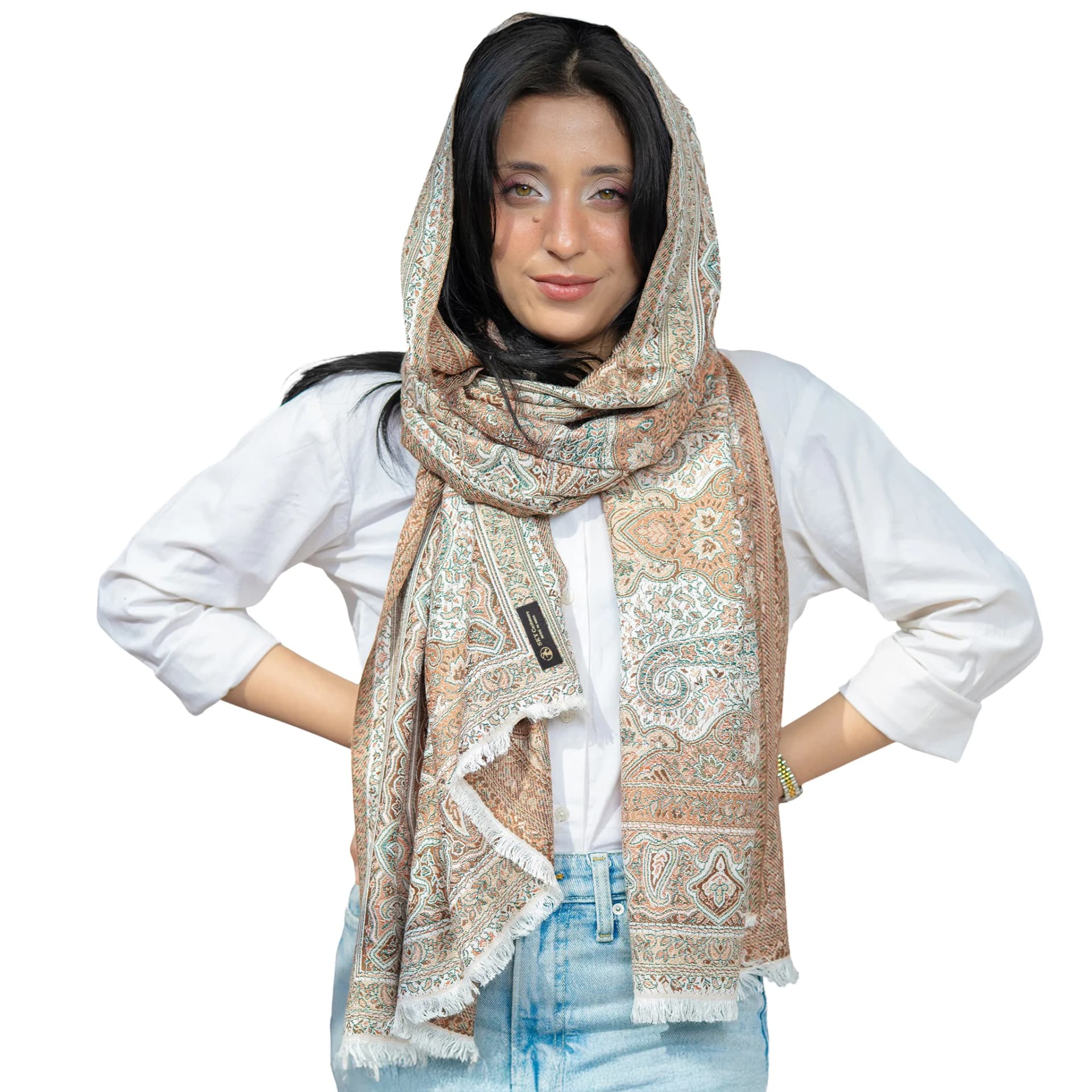 Imperial Paisley Cashmere Shawl – Beige Brown