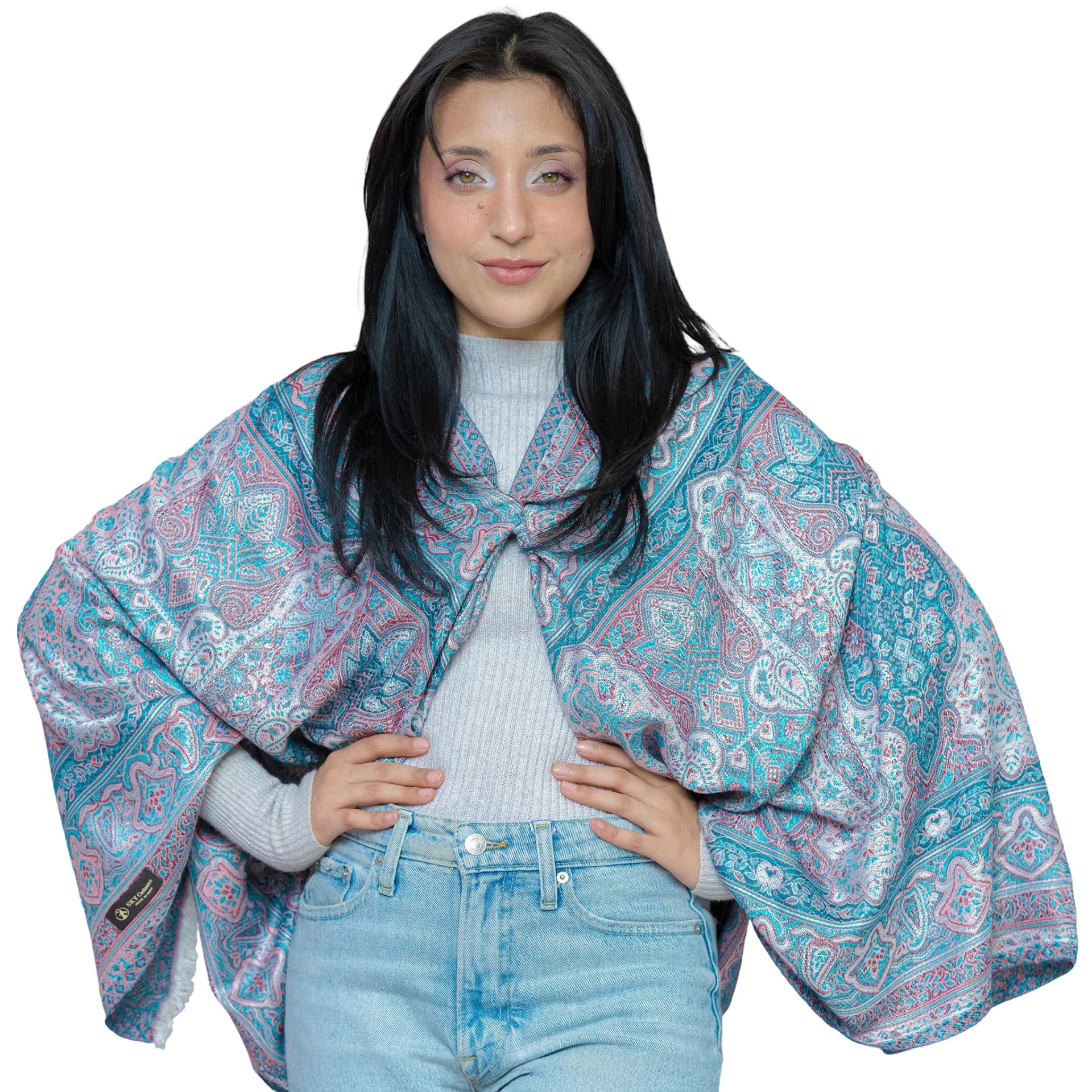 Imperial Paisley Cashmere Shawl – Teal blue