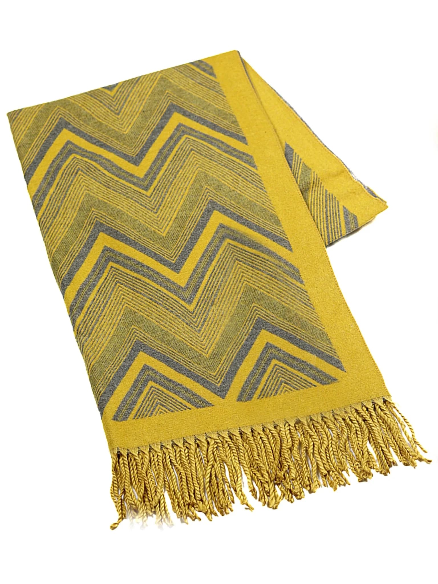 Two-Tone Zigzag Cashmere Wrap – Yellow