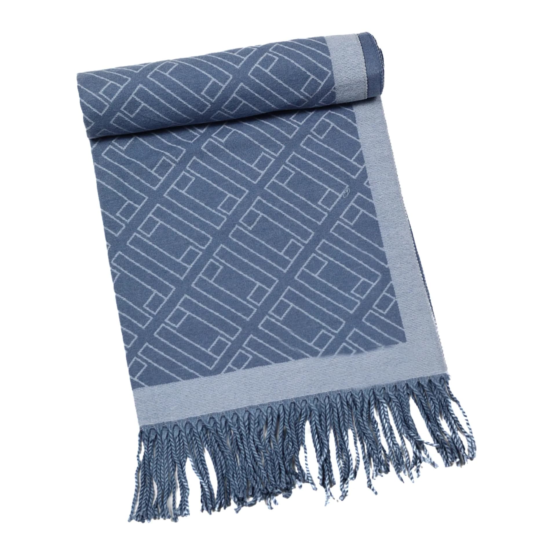 Two-Tone Double L Cashmere Wrap – Blue