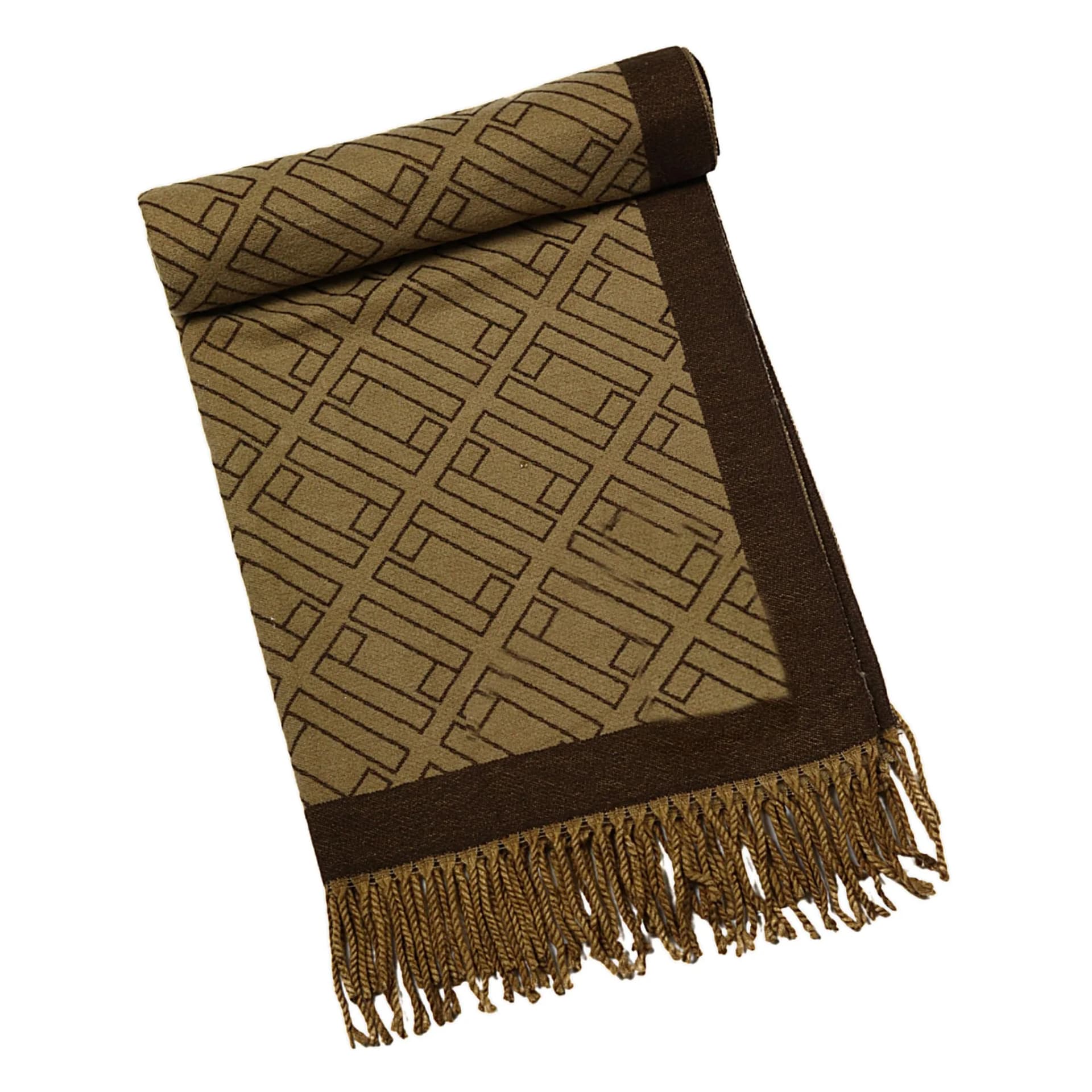 Two-Tone Double L Cashmere Wrap – Brown