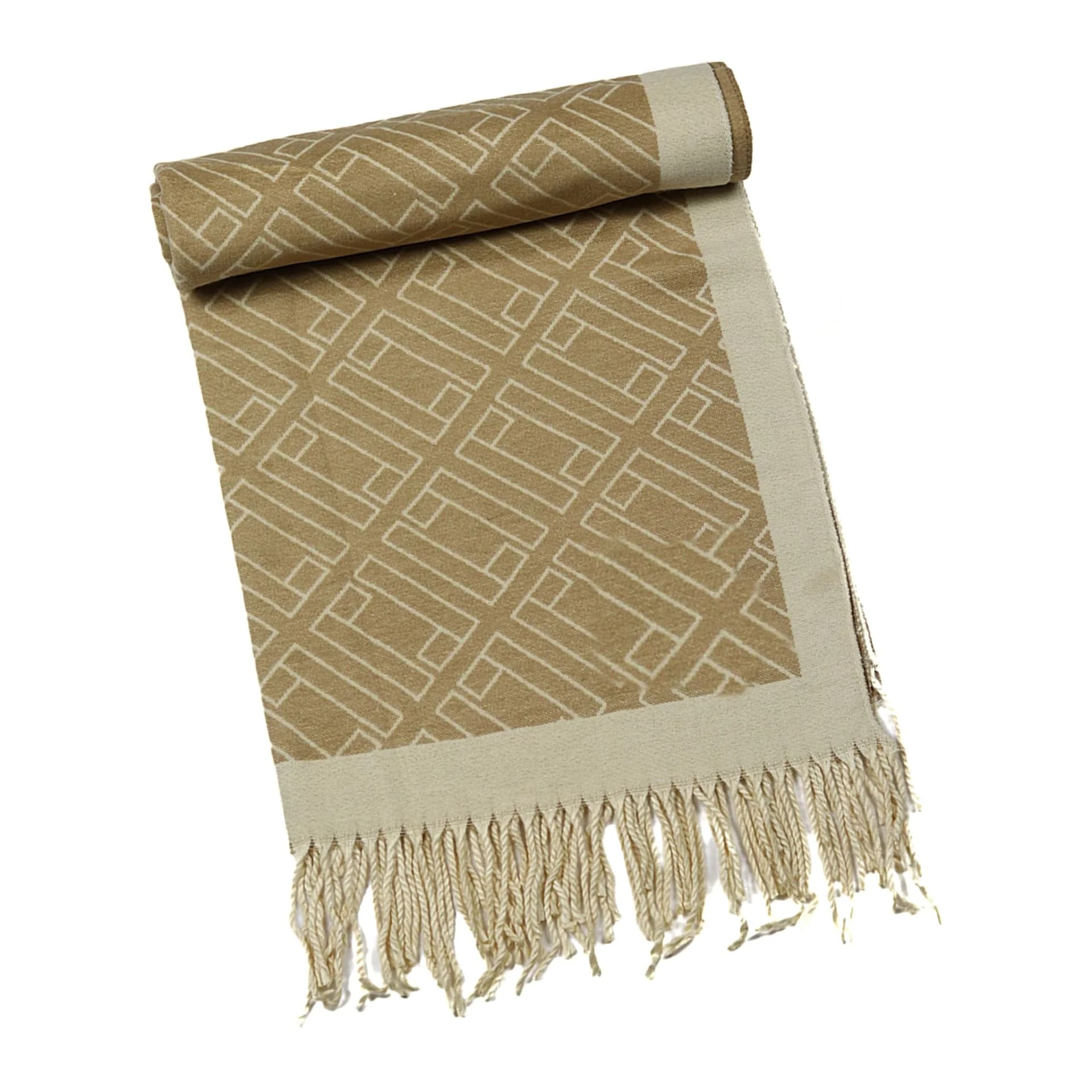 Two-Tone Double L Cashmere Wrap – Camel