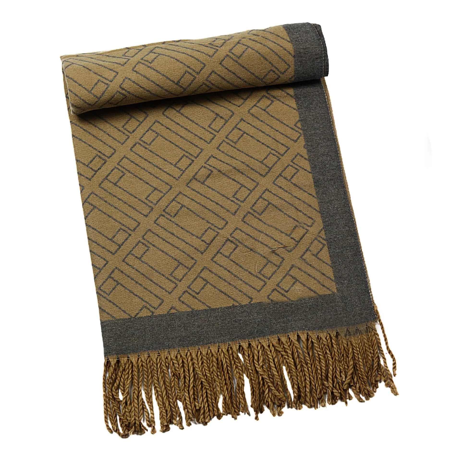 Two-Tone Double L Cashmere Wrap – Khaki