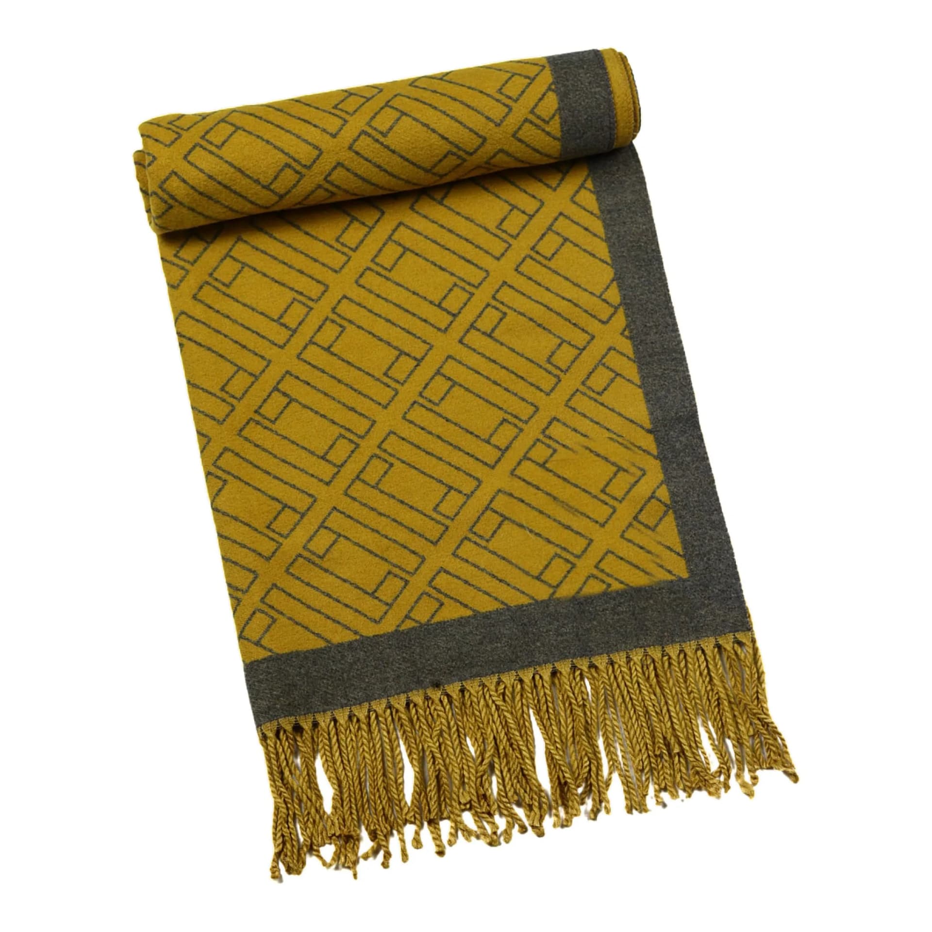 Two-Tone Double L Cashmere Wrap – Yellow