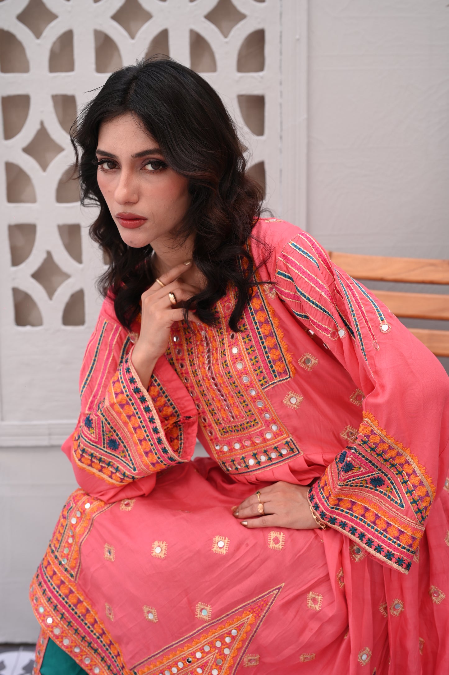 3-Piece Anarkali Set in Pink – Ready to Wear With Machine Embroidery
