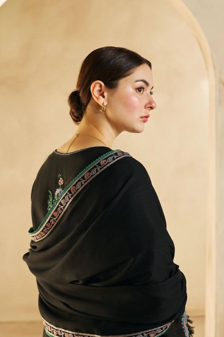 Designer Dress - 3 PC Lawn Suit Set Ready to Wear With Machine Embroidery (BLACK)