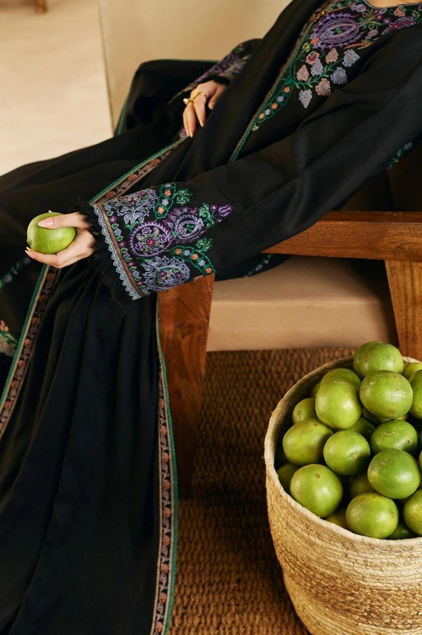 Designer Dress - 3 PC Lawn Suit Set Ready to Wear With Machine Embroidery (BLACK)