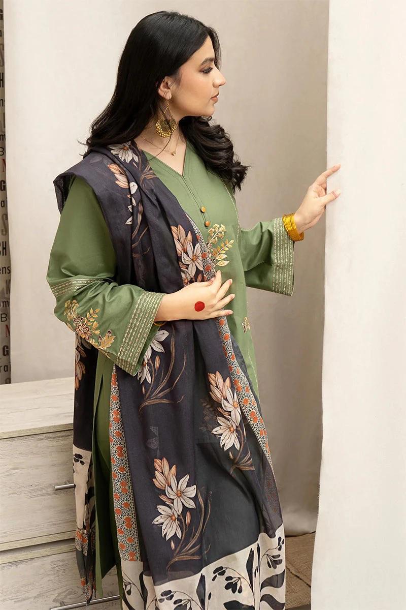 Designer Dress - 3 PC Ready to Wear Lawn Suit Set With Machine Embroidery
