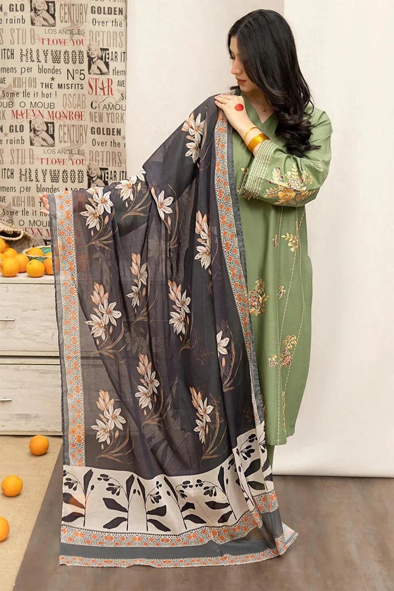 Designer Dress - 3 PC Ready to Wear Lawn Suit Set With Machine Embroidery